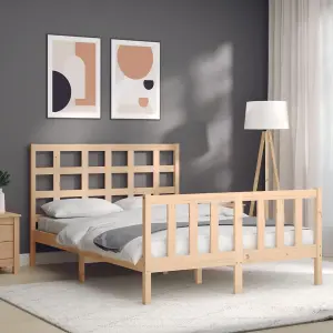 Berkfield Bed Frame with Headboard 140x190 cm Solid Wood