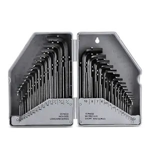 30pc Hex Key Set Metric Imperial AF Allen Hexagon Wrench Heavy Duty Case HX023