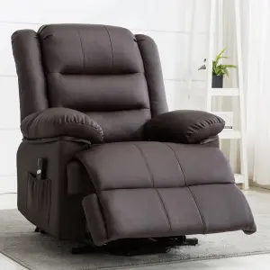 Loxley Single Motor Electric Riser Rise Recliner Bonded Leather Armchair Electric Lift Chair (Brown)