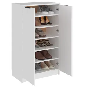 Berkfield Shoe Cabinet White 59x35x100 cm Engineered Wood