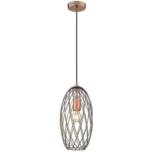 Luminosa Spring Wire Ceiling Pendant Antique Copper, E27