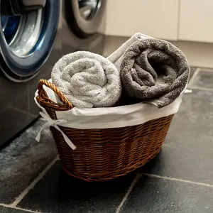 Hand Woven Wicker Laundry Basket with Handles Distilled Brown / Large (27 cm x 50 cm x 38 cm)