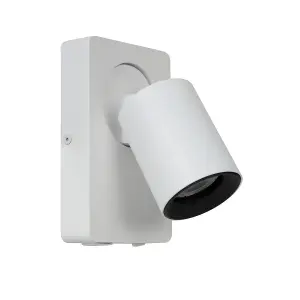 Lucide Nigel Modern Wall Spotlight - LED Dim. - GU10 - 1x5W 3000K - With USB charging point - White