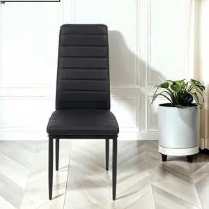 Verona Faux Leather Dining Chair In Black With Black Legs