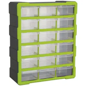 18 Drawer Parts Storage Cabinet - Green - Wall Mounted or Freestanding