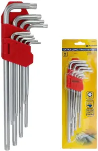 New Pack Of 9 Extra Long Torx Key Set Heavy Duty Hard Steel Security Spanner Tool