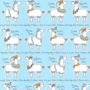 Belgravia Llama Rama Cartoon Sky Blue Childrens Bedroom Nursery Wallpaper 9730