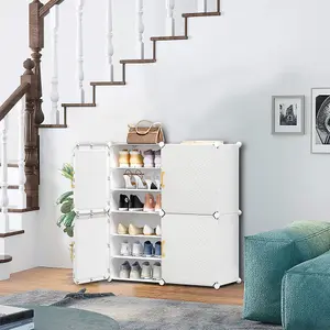 White Home Entryway Large Capacity Multi-Layer Shoe Cabinet 85x32x95cm