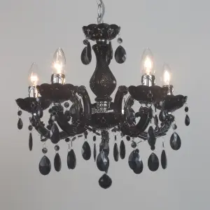 Litecraft Marie Therese Black 5 Light Chandelier