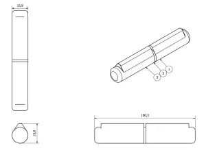 Lift Off Bullet Hinge Weld On Brass Bush 16x100mm Heavy Duty Door Hatch 2PK