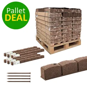 60pcs Brown Roman Stone Lawn Edging Rubber Garden Border - Half Pallet