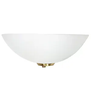 Traditional Antique Brass Flush Wall Uplighter with Opal Swirl Glass Diffuser