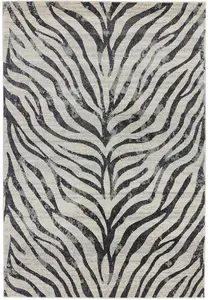 Grey Abstract Modern Easy to Clean Animal Rug For Dining Room -200cm X 290cm