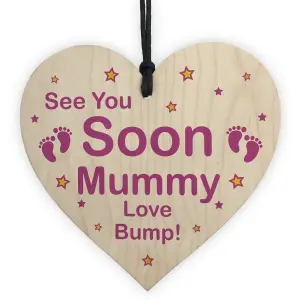 See You Soon Mummy Love Bump Wooden Heart Mummy Gift Bump Gifts Keepsake