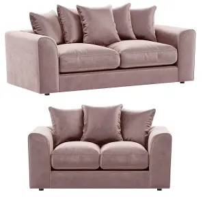 Brooklyn Plush Velvet Fibre Fabric Sofa Set 3 and 2 Seater sofa Pink