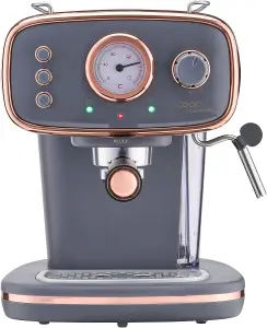 Cook Professional Coffee Machine Espresso Maker Barista Pro 15-Bar Pump Frothing Wand Grey/ Copper