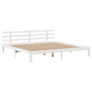 Berkfield Bookcase Bed without Mattress White 200x200cm Solid Wood Pine