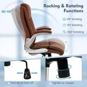 COSTWAY Swivel PU Leather Office Chair with Adjustable Height