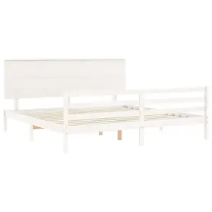 Berkfield Bed Frame with Headboard White 200x200 cm Solid Wood