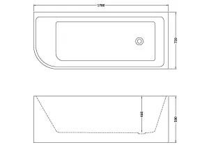 Right Hand J-Shaped Freestanding Bath from Balterley - 1700mm x 740mm