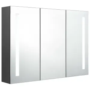 Berkfield LED Bathroom Mirror Cabinet 89x14x62 cm Grey