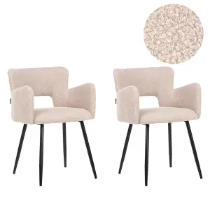 Set of 2 Dining Chairs SANILAC Boucle Beige