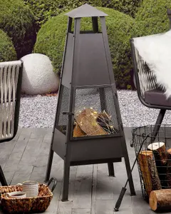 Beliani Charcoal Fire Pit Black YASUR