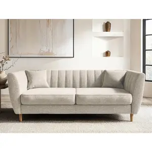 Solace+Co Remi 3 Seater Mid Century Chenille Sofa - Beige