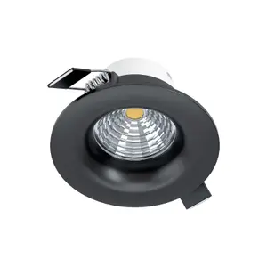 Wall / Ceiling Flush Downlight Black Aluminium 6W Built in LED 88mm Round