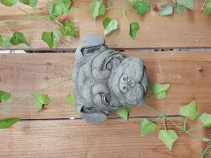 Adorable Bulldog Head Stone Wall Plaque