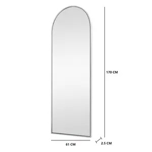 Salma Metal Flat Mirror Matte Black/Bevel Edge / 170cm H x 61cm W