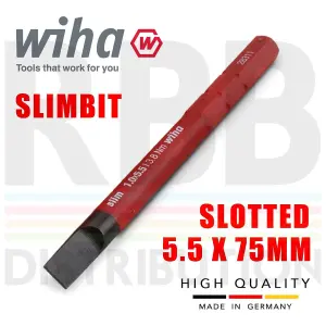 Wiha SlimBits Screwdriver Slotted PZ Bit Holder Slimvario VDE Electrician 43449