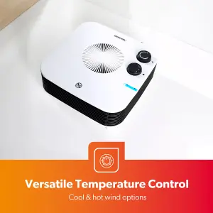 Geepas 2kW Flat Fan Heater with Adjustable Thermostat Cool/Warm/Hot