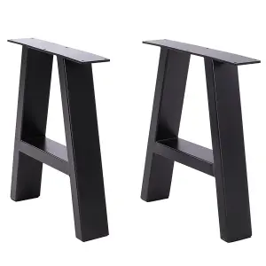 Set of 2 Black Trapezoid Industrial Metal Table Legs Furniture Legs L 69 x H 71 cm