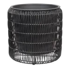 Set of 2 Plant Pots BRODIEA PE Rattan Black