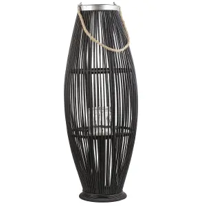 Beliani Rustic Lantern TAHITI Wood Black