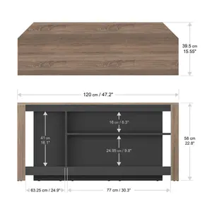 AVF CAG120GO Calibre Alto 1200 Corner TV Stand with Vertical Storage - Rustic Oak