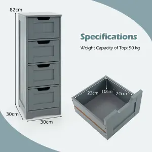 Costway Bathroom Storage Cabinet Freestanding Storage Organizer Side Table