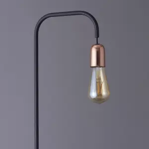 Colours Detroit Industrial Matt Black & copper Floor lamp