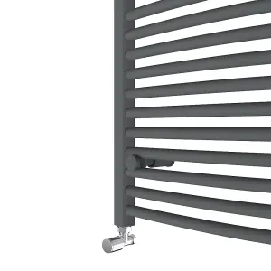 Rinse Curved Bathroom Heated Towel Rail Warmer Radiator Central Heating Anthracite - 1800x600mm