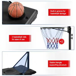 Yaheetech Black Height Adjustable Basketball Hoop with Wheels 76cmL x 45.5cmW