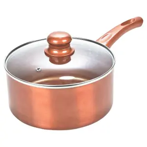 URBNLIVING 20cm Length Sauce Pan Ceramic Copper Steel Cooking Pots Saucepans Kitchen Cookware