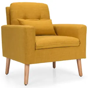 Costway Modern Upholstered Accent Sofa Chair Button Tufted Armchair Leisure Lounge Chair Yellow