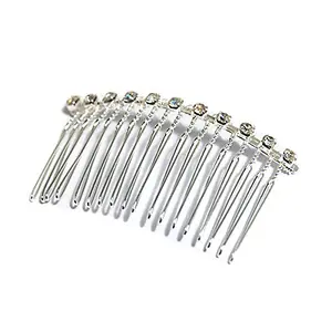 Hair: Comb: Diamond: Metal: 3.5 x 7.4cm: Pack of 3: Silver