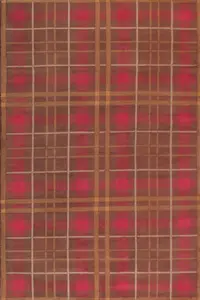 Brown Chequered Modern Tartan Easy to Clean Chequered Rug For Dining Room-80cm X 150cm