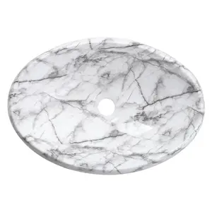 Modern Oval Marble Counter Top Bathroom Basin Sink W 480mm x D 340mm