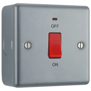 BG Metal Clad 45A Square Double Pole Switch With Power Indicator