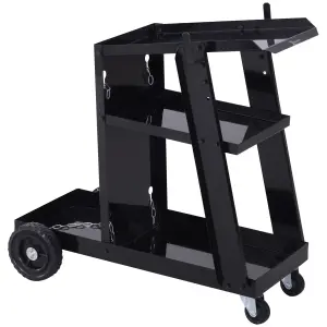 DURHAND Three-Tier Welding Cart Welder Trolley for Gas Bottles w/ Wheels, Black