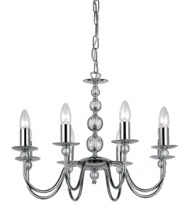 Luminosa Parkstone 8 Light Chandelier Chrome & Glass Finish, E14