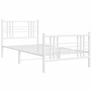 Berkfield Metal Bed Frame without Mattress with Footboard White 90x200cm